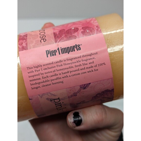 Pier1 Pink Honeysuckle Pillar Candle NEW HTF 3 Inch - Picture 4 of 6